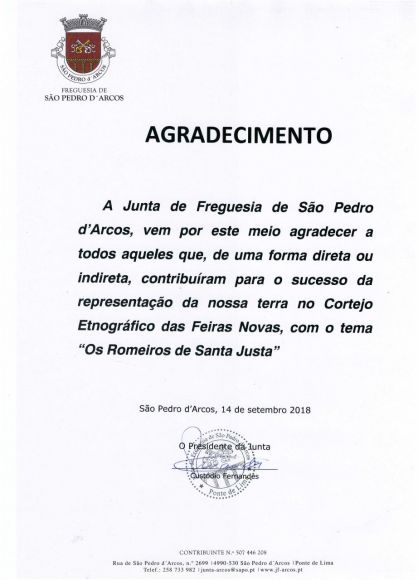 Feiras Novas 2018-Agradecimento