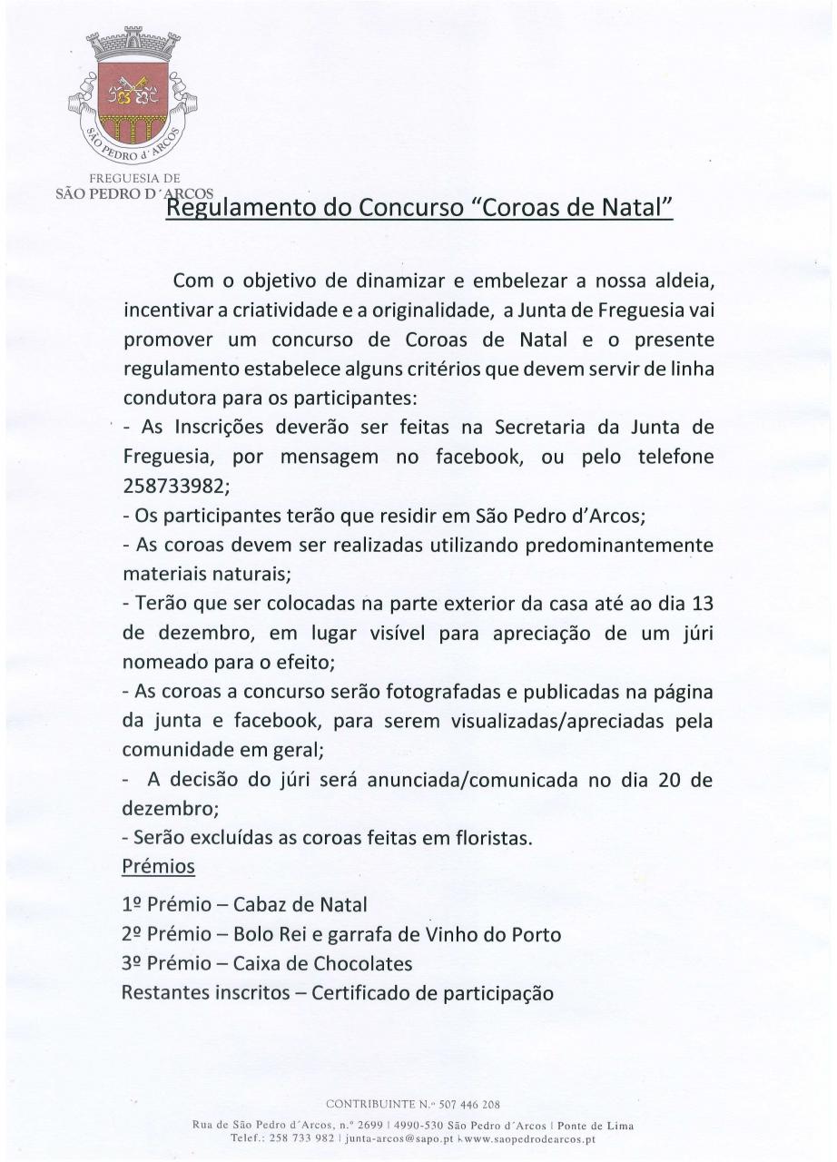 Regulamento do concurso "Coroas de Natal"