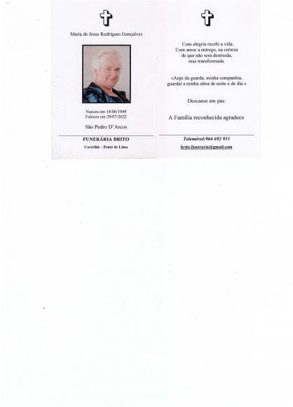 Maria de Jesus Rodrigues Gon&ccedil;alves